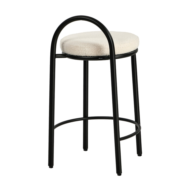 Oikiture 2x Bar Stools Dining Chairs Round Stool Counter Seat Boucle