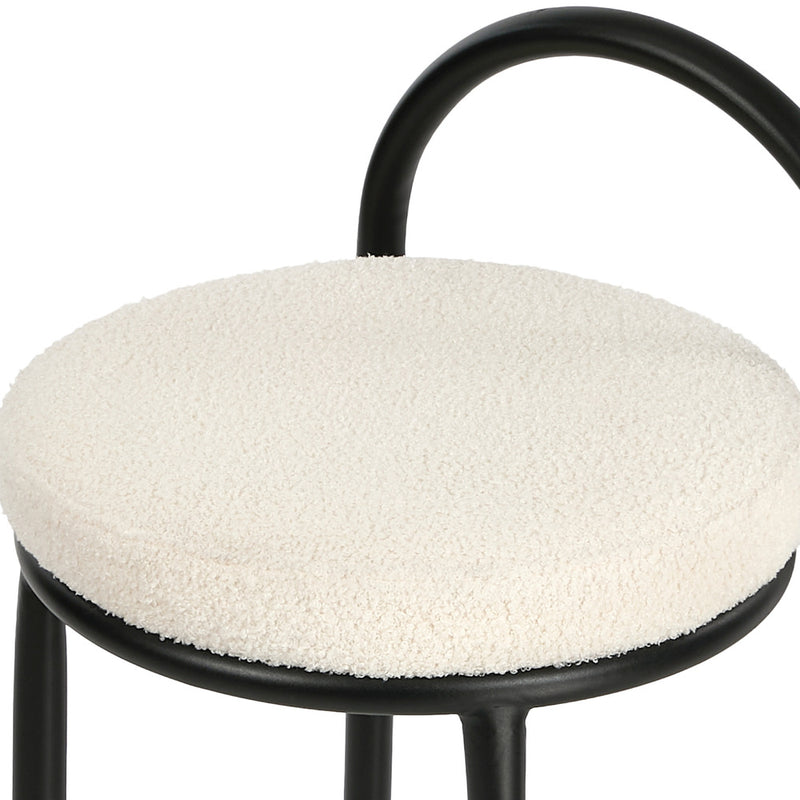 Oikiture 2x Bar Stools Dining Chairs Round Stool Counter Seat Boucle