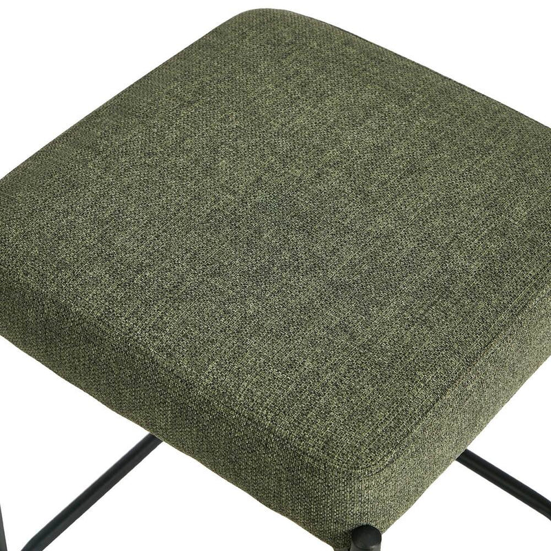 Oikiture 2x Bar Stools Kitchen Counter Stool Linen Seat Metal Green