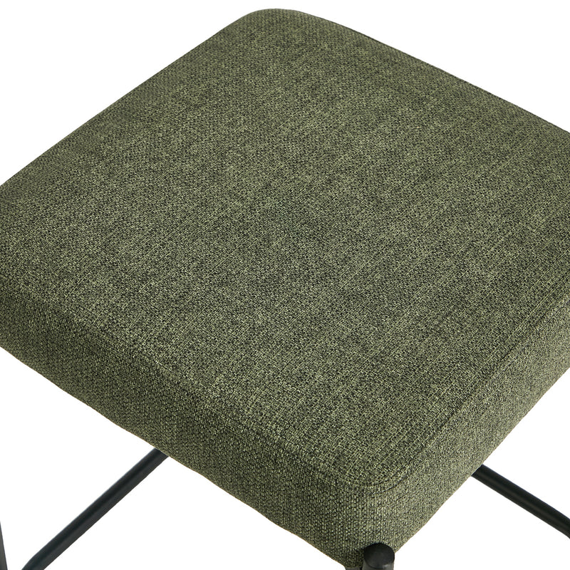 Oikiture 4x Bar Stools Kitchen Counter Stool Linen Seat Metal Green