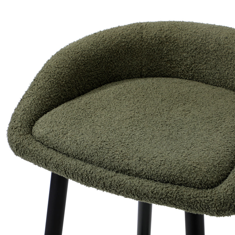 Oikiture 2PCS Bar Stools Boucle Fabric Green and Black