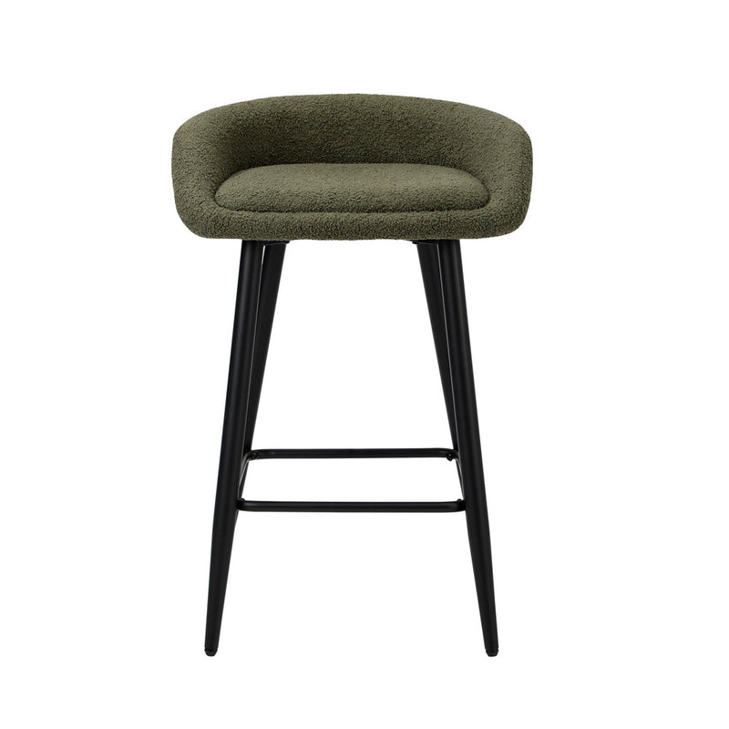 Oikiture 4PCS Bar Stools Boucle Fabric Green and Black