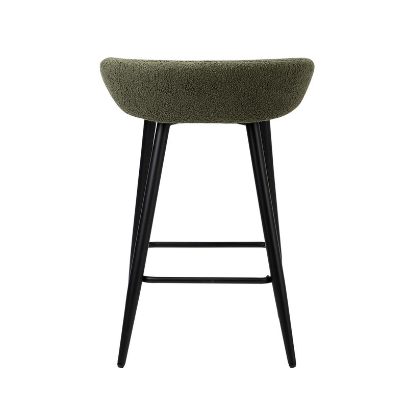 Oikiture 4PCS Bar Stools Boucle Fabric Green and Black