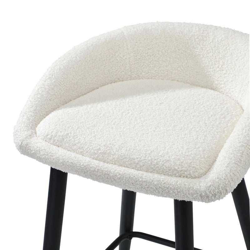 Oikiture 2PCS Bar Stools Boucle Fabric White and Black