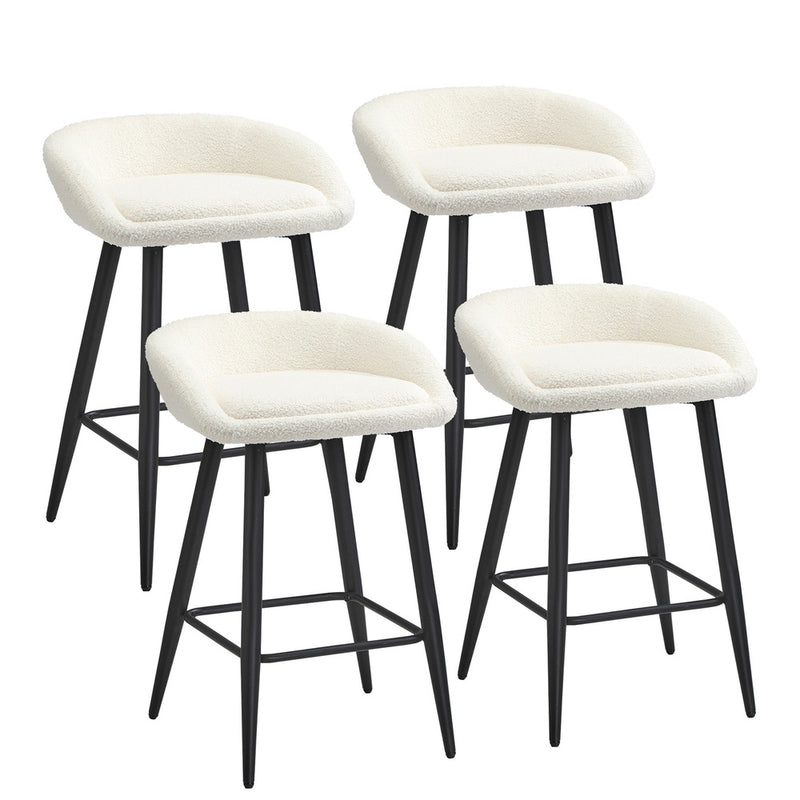 Oikiture 4PCS Bar Stools Boucle Fabric White and Black