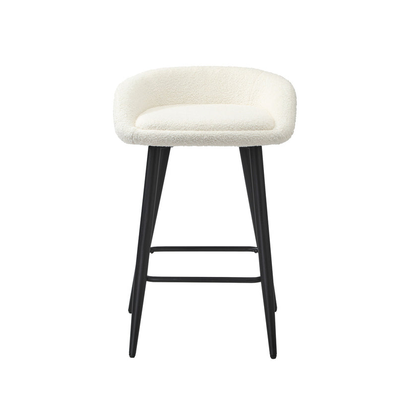 Oikiture 4PCS Bar Stools Boucle Fabric White and Black