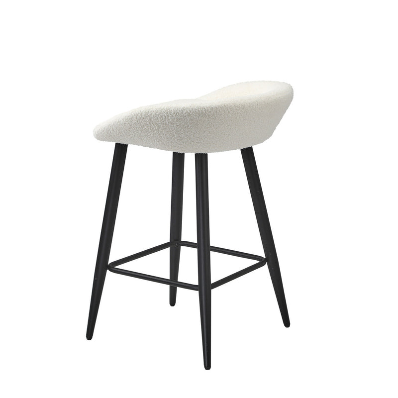 Oikiture 4PCS Bar Stools Boucle Fabric White and Black