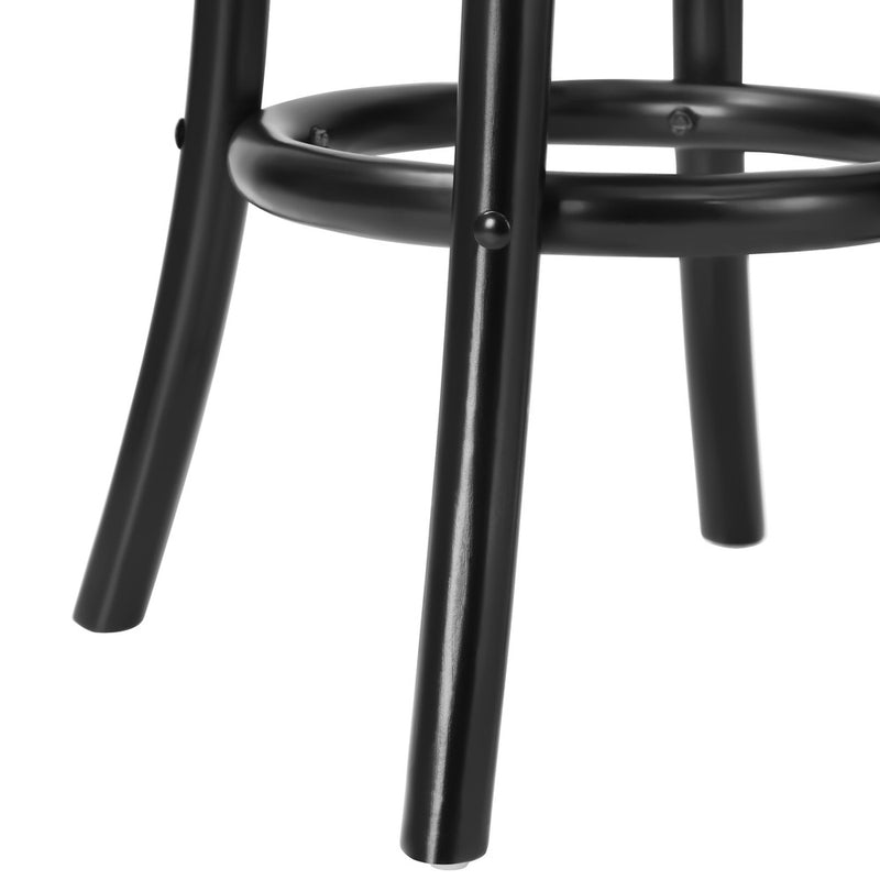 Oikiture Wooden Bar Stool 2pc Rattan Dining Chair Black