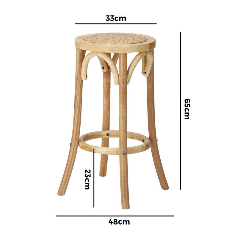 Oikiture Wooden Bar Stool 2pc Rattan Dining Chair Wood