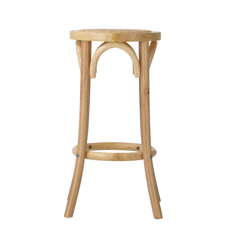 Oikiture Wooden Bar Stool 2pc Rattan Dining Chair Wood