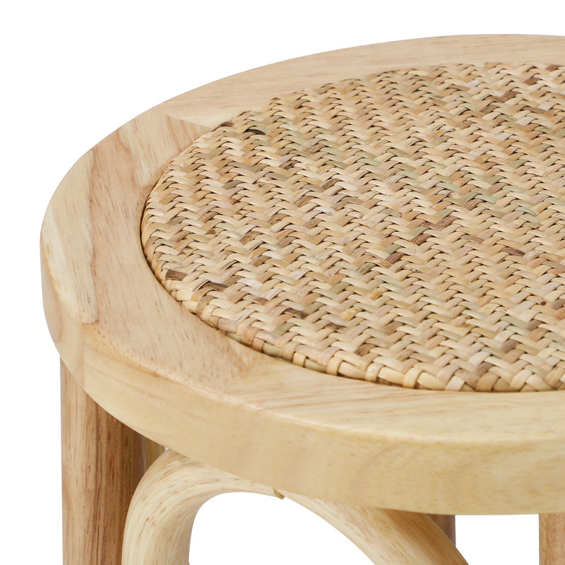Oikiture Wooden Bar Stool 2pc Rattan Dining Chair Wood
