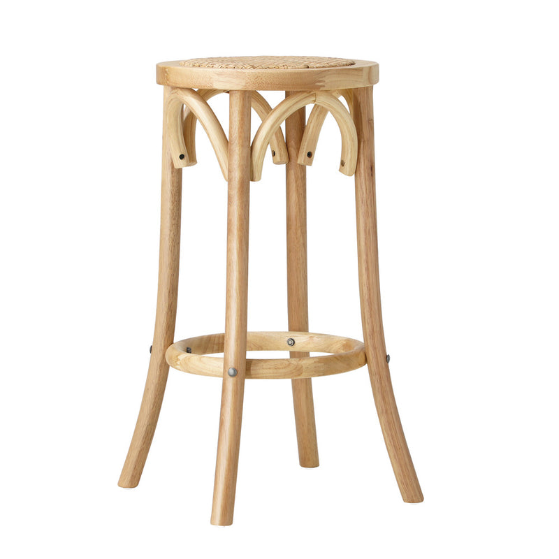 Oikiture 4x Bar Stools Dining Chair Rattan Seat Natural