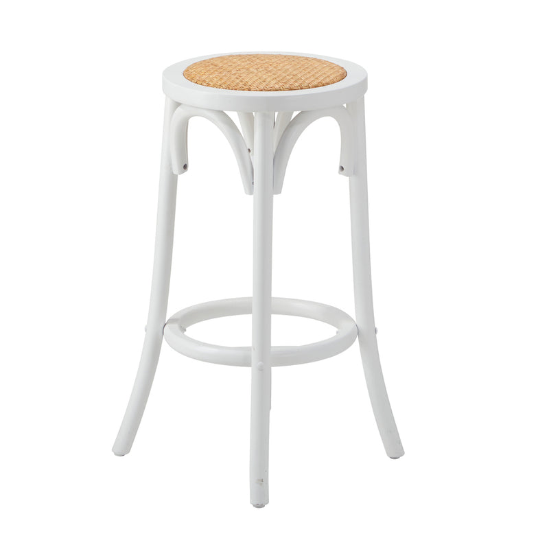 Oikiture 2x Bar Stools Dining Chair Rattan Seat White