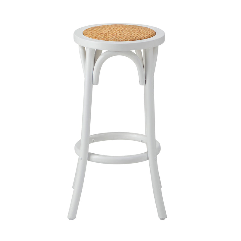 Oikiture 2x Bar Stools Dining Chair Rattan Seat White