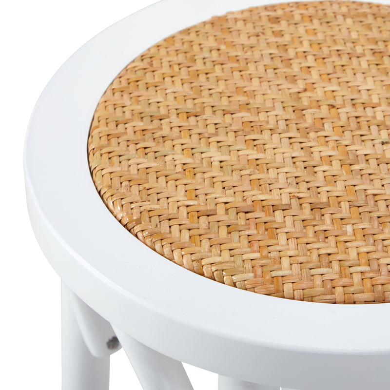 Oikiture 2x Bar Stools Dining Chair Rattan Seat White