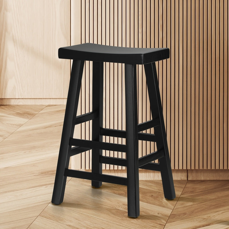 Oikiture Bar Stools Wooden Counter Chairs Black