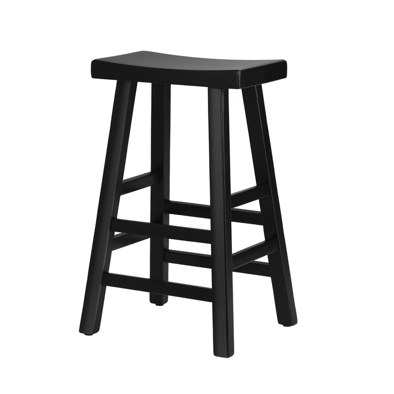 Oikiture Bar Stools Wooden Counter Chairs Black