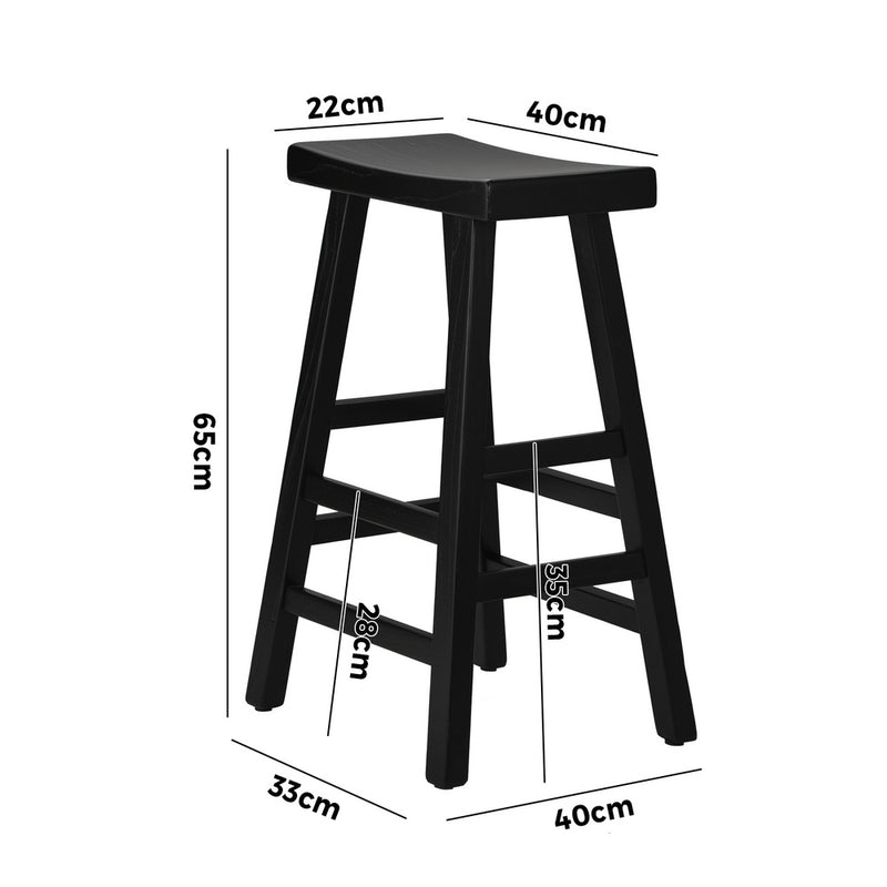 Oikiture Bar Stools Wooden Counter Chairs Black