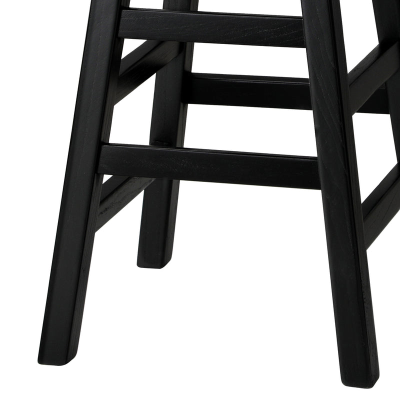 Oikiture Bar Stools Wooden Counter Chairs Black