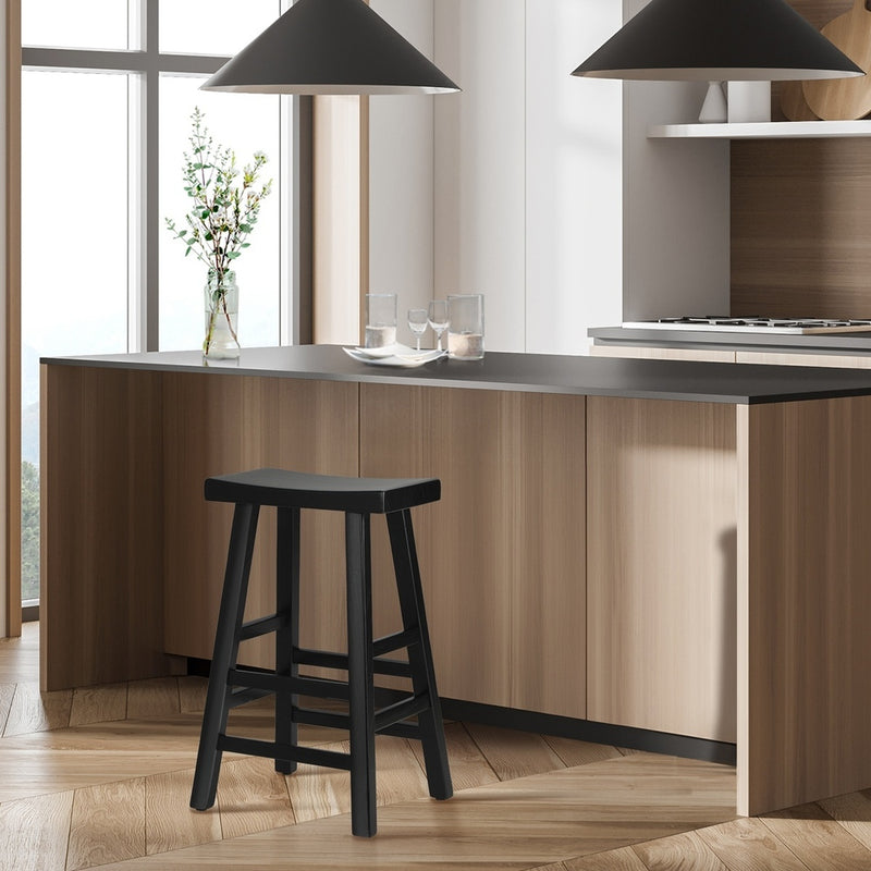 Oikiture Bar Stools Wooden Counter Chairs Black