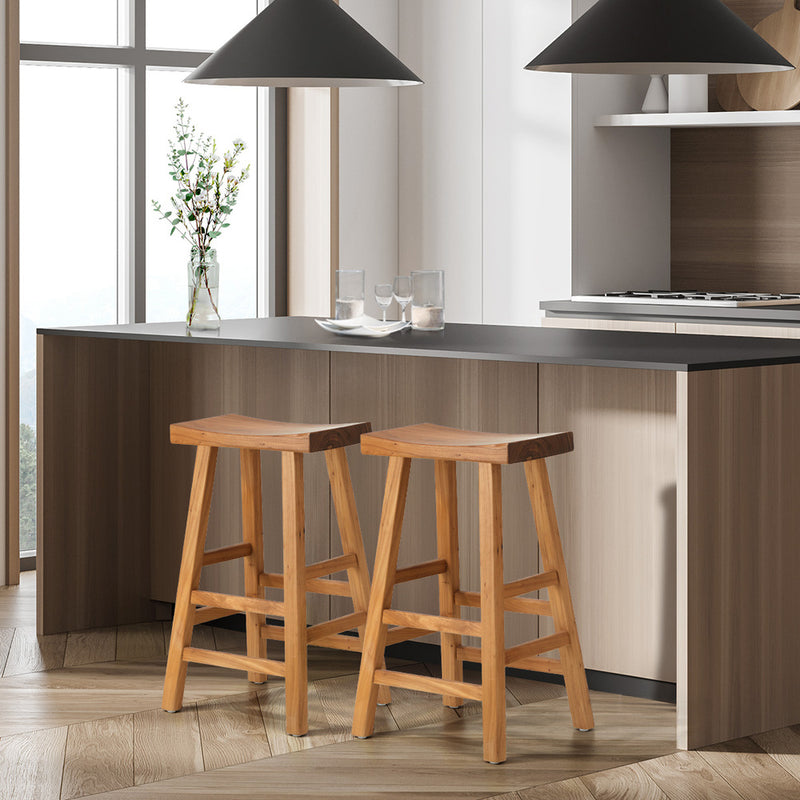 Oikiture 2X Bar Stool Wooden Counter Chairs Natural