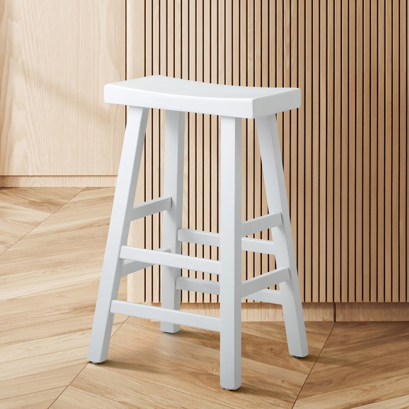 Oikiture Bar Stools Kitchen Stool Wooden Counter Chairs White