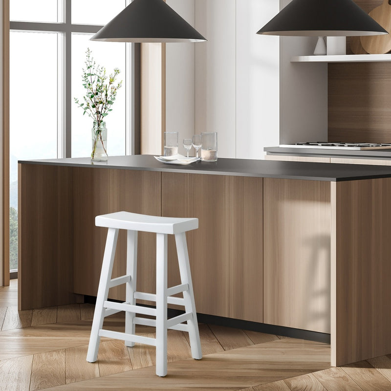Oikiture Bar Stools Kitchen Stool Wooden Counter Chairs White