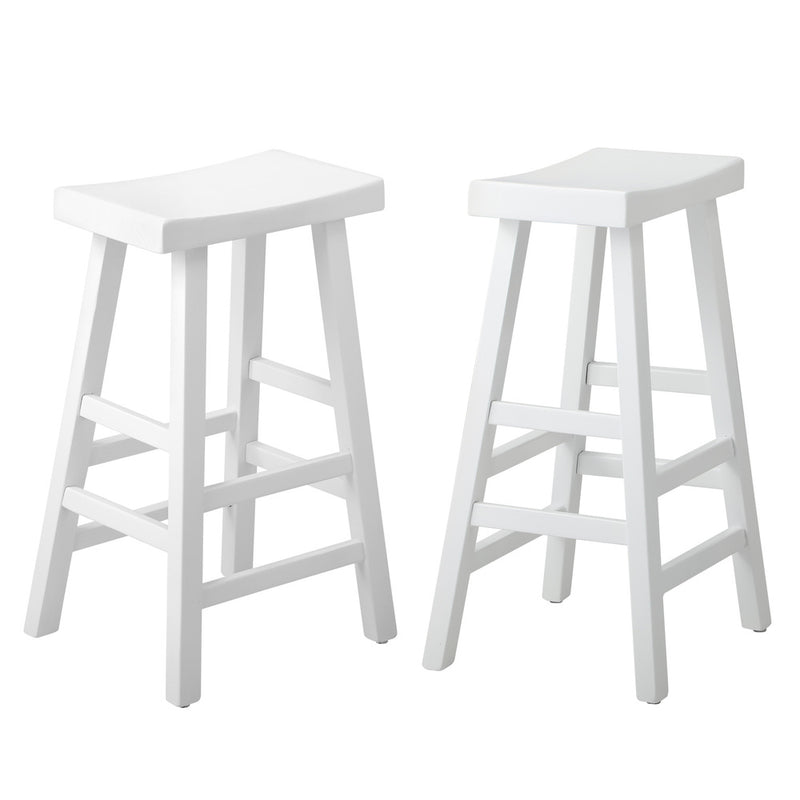 Oikiture 2X Bar Stools Kitchen Stool Wooden Counter Chairs White