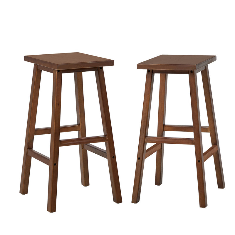 Oikiture 2x Bar Stool Kitchen Counter Dining Chair Footrest Walnut