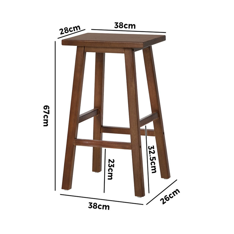 Oikiture 2x Bar Stool Kitchen Counter Dining Chair Footrest Walnut