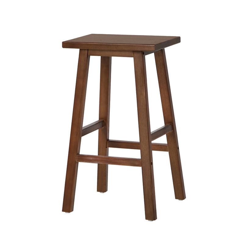 Oikiture 2x Bar Stool Kitchen Counter Dining Chair Footrest Walnut
