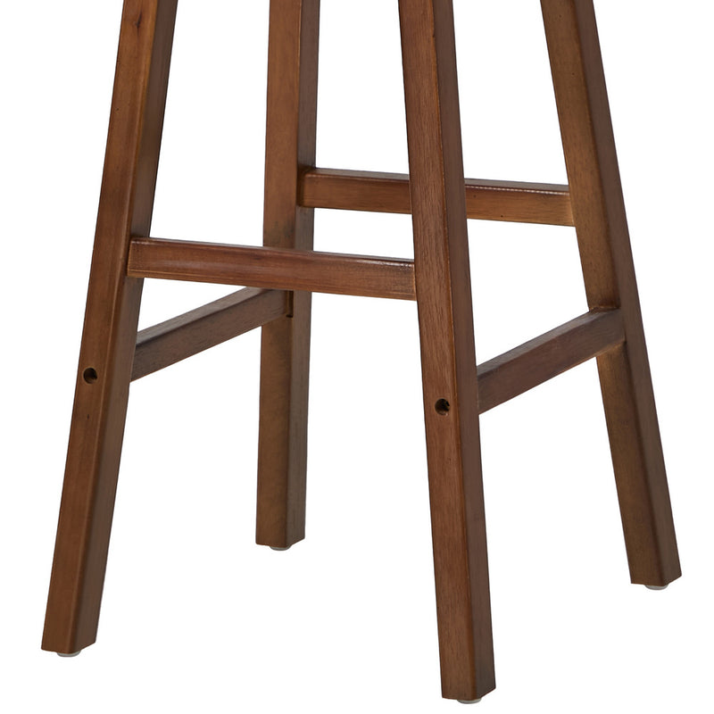 Oikiture 2x Bar Stool Kitchen Counter Dining Chair Footrest Walnut