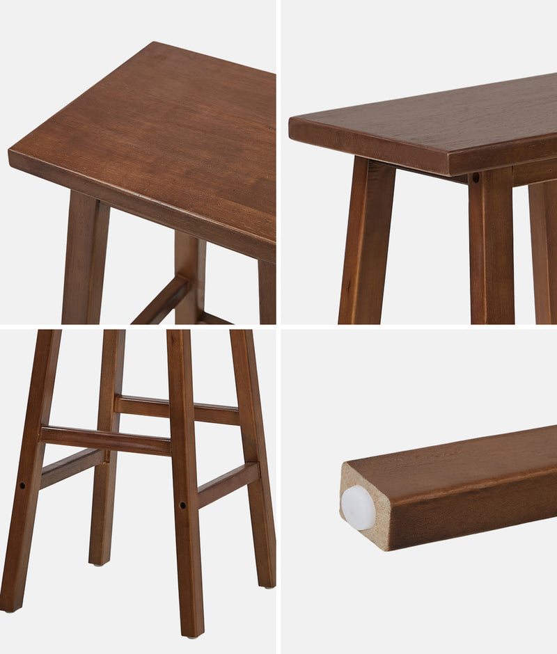 Oikiture 2x Bar Stool Kitchen Counter Dining Chair Footrest Walnut