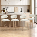 Oikiture 4x Bar Stools Boucle Fabric Natural White