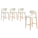 Oikiture 4x Bar Stools Boucle Fabric Natural White