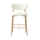 Oikiture 4x Bar Stools Boucle Fabric Natural White
