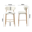 Oikiture 4x Bar Stools Boucle Fabric Natural White