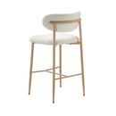 Oikiture 4x Bar Stools Boucle Fabric Natural White