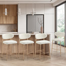 Oikiture 4x Bar Stools Boucle Fabric Natural White