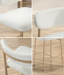 Oikiture 4x Bar Stools Boucle Fabric Natural White