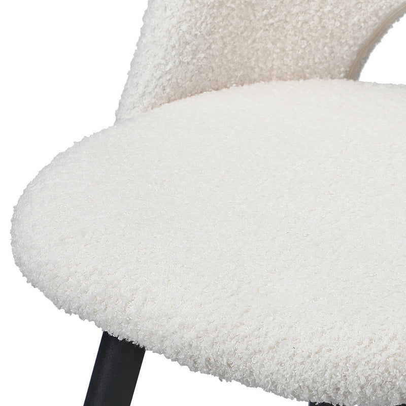 Oikiture 2x Bar Stools Kitchen Counter Stool Boucle White HORN