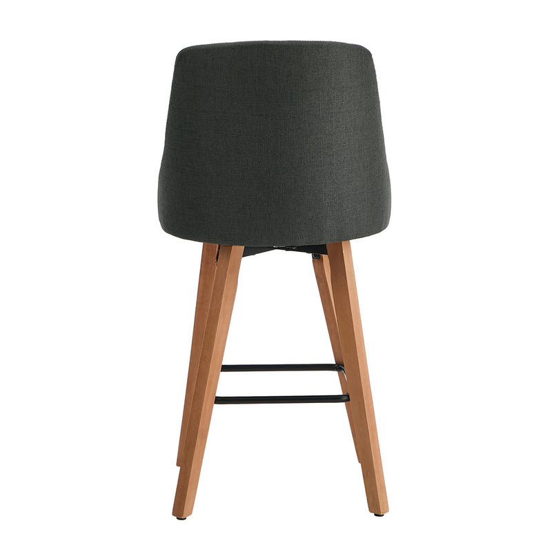 Oikiture 2x Bar Stools Kitchen Dining Chairs Wooden Stool Linen Grey