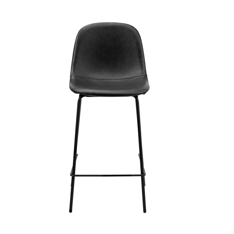 Oikiture 2x Bar Stools Kitchen Dining Chair PU Leather Black