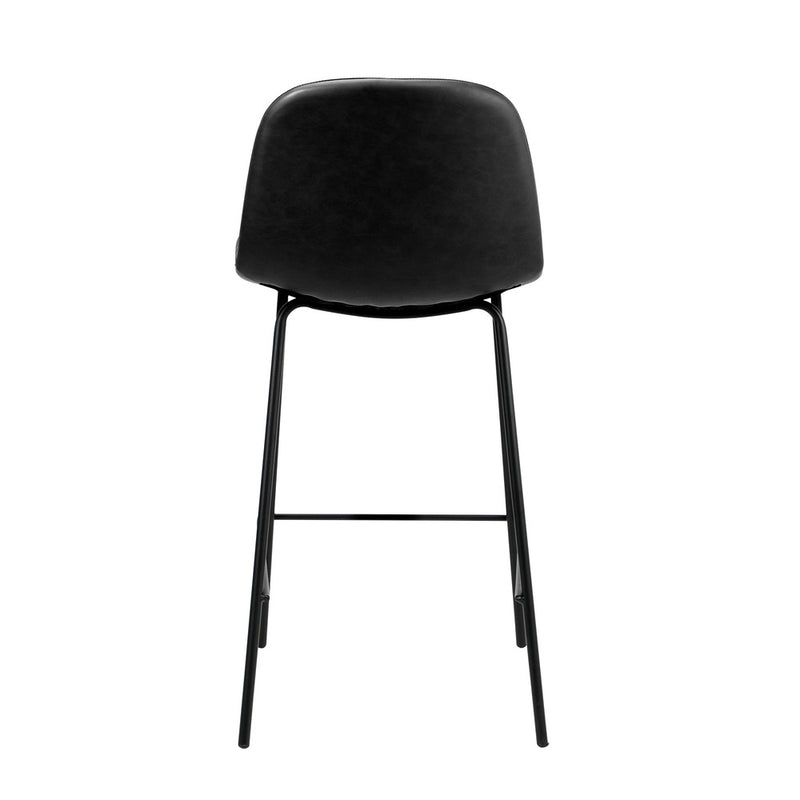 Oikiture 2x Bar Stools Kitchen Dining Chair PU Leather Black