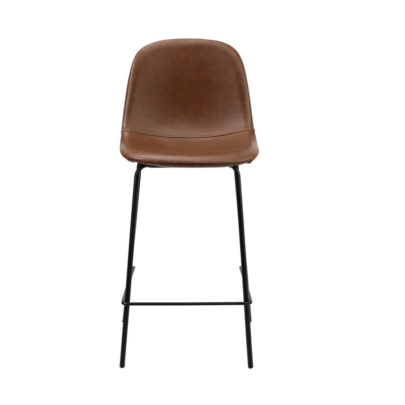 Oikiture 2x Bar Stools Kitchen Dining Chair PU Leather Brown