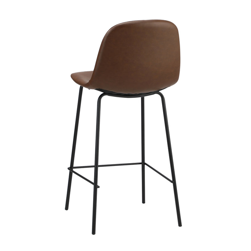 Oikiture 2x Bar Stools Kitchen Dining Chair PU Leather Brown