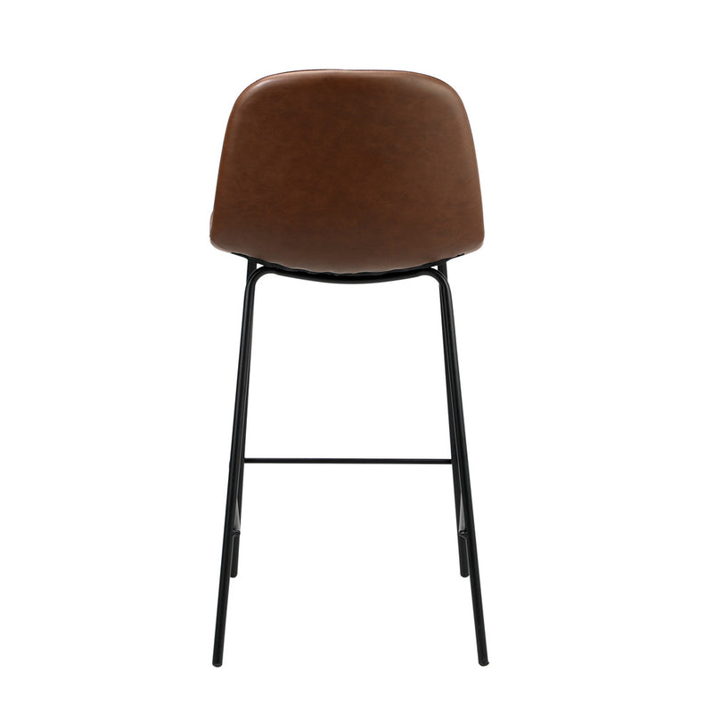 Oikiture 2x Bar Stools Kitchen Dining Chair PU Leather Brown