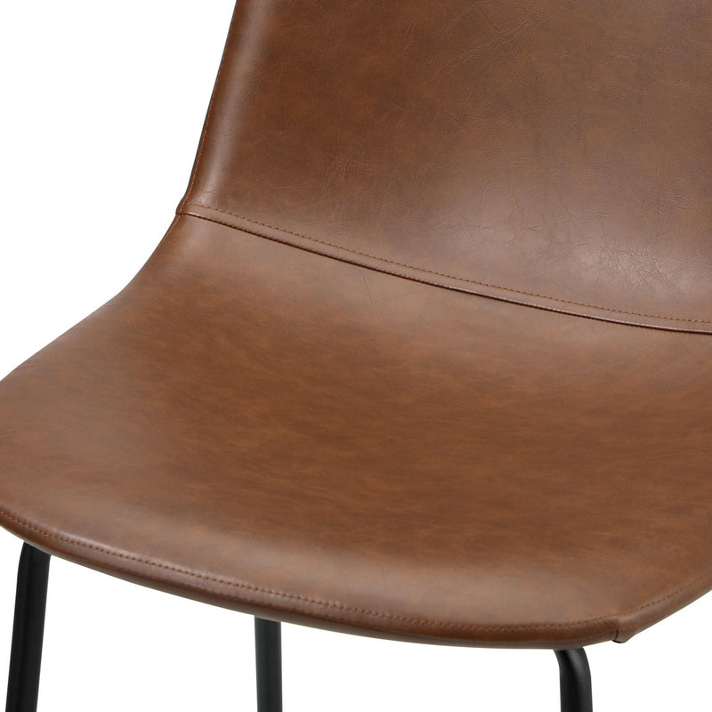 Oikiture 2x Bar Stools Kitchen Dining Chair PU Leather Brown
