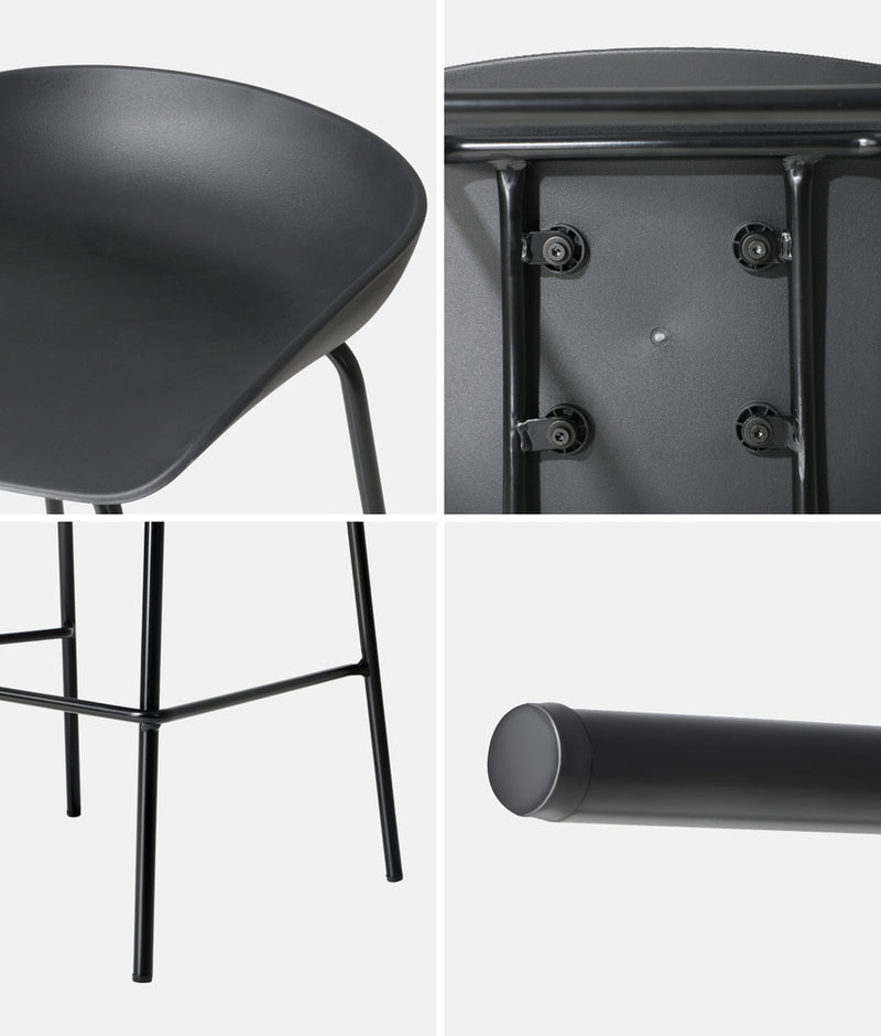 Oikiture 2x Kitchen Bar Stools Dinning Chairs Metal Black