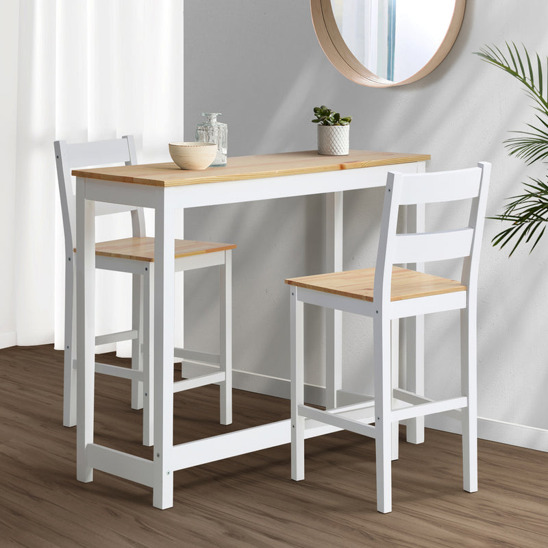 Oikiture 3PCS Bar Set Cafe Table&2 Stools